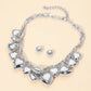 Madeline Love Rhodium Chunky Puffy Metal Heart Charm Embellished Necklace - Necklaces - desc
