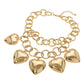 Madeline Love Gold Bold Puffy Metal Heart Charm Station Linked Chain Layered Statement Necklace - Necklaces - desc