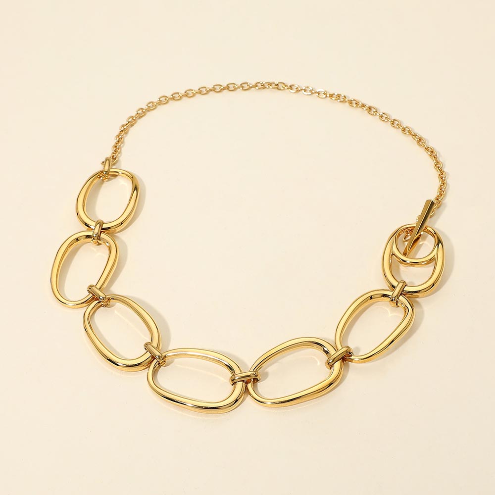 Madeline Love Gold Stainless Steel Bold Oval Link Toggle Necklace - Necklaces