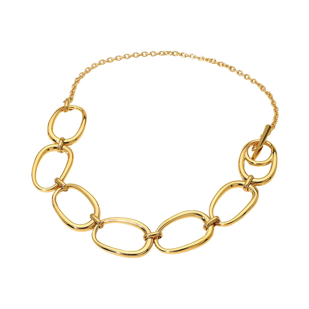 Madeline Love Gold Stainless Steel Bold Oval Link Toggle Necklace - Necklaces - desc