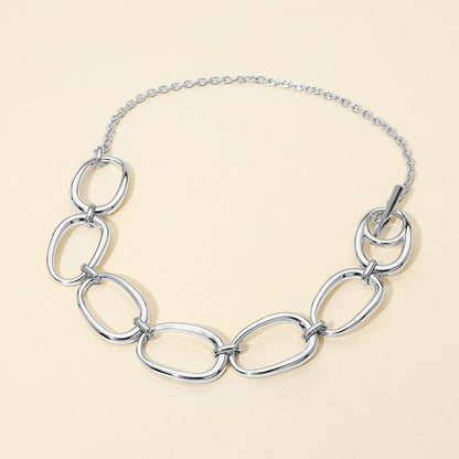 Madeline Love Silver Stainless Steel Bold Oval Link Toggle Necklace - Necklaces