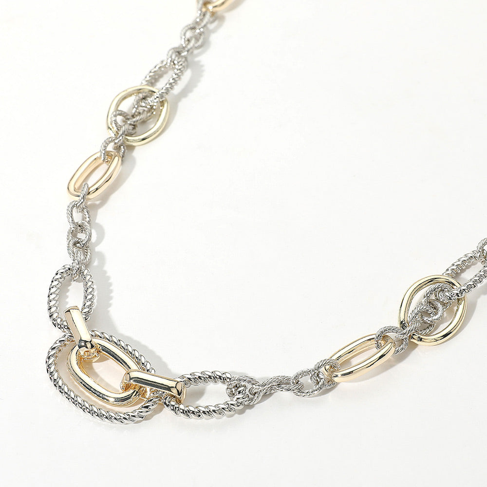 Madeline Love Two Tone 14K Gold Plated Two Tone Twisted Rope Oval Link Chain Necklace
