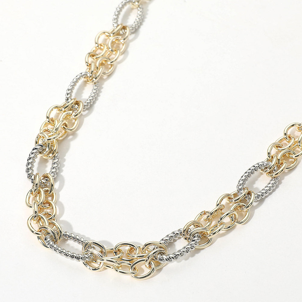 Madeline Love Two Tone 14K Gold Plated Two Tone Multi Link Chain Necklace