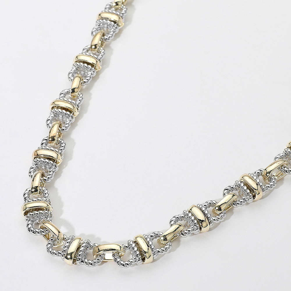 Madeline Love Two Tone 14K Gold Plated Two Tone Textured Chain Necklace
