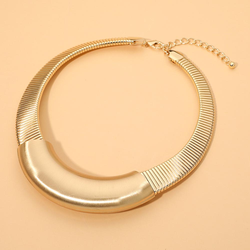 Madeline Love Gold Sculptural Metal Collar Statement Necklace