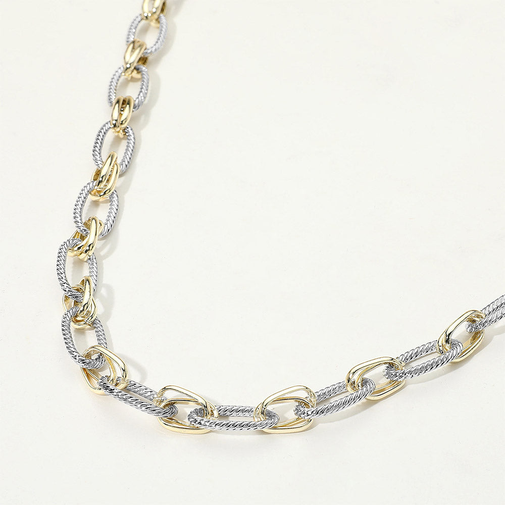 Madeline Love Two Tone 14K Gold Plated Two Tone Rope Link Chunky Chain Necklace