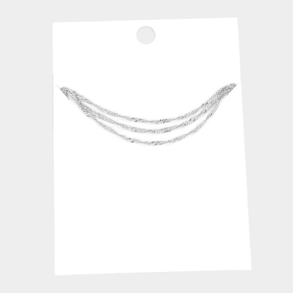 Madeline Love Rhodium Brass Metal Chain Triple Layered Necklace - Necklaces