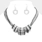 Madeline Love Multi, Worn Silver Antique Metal O-Ring Stacked Necklace - Necklaces