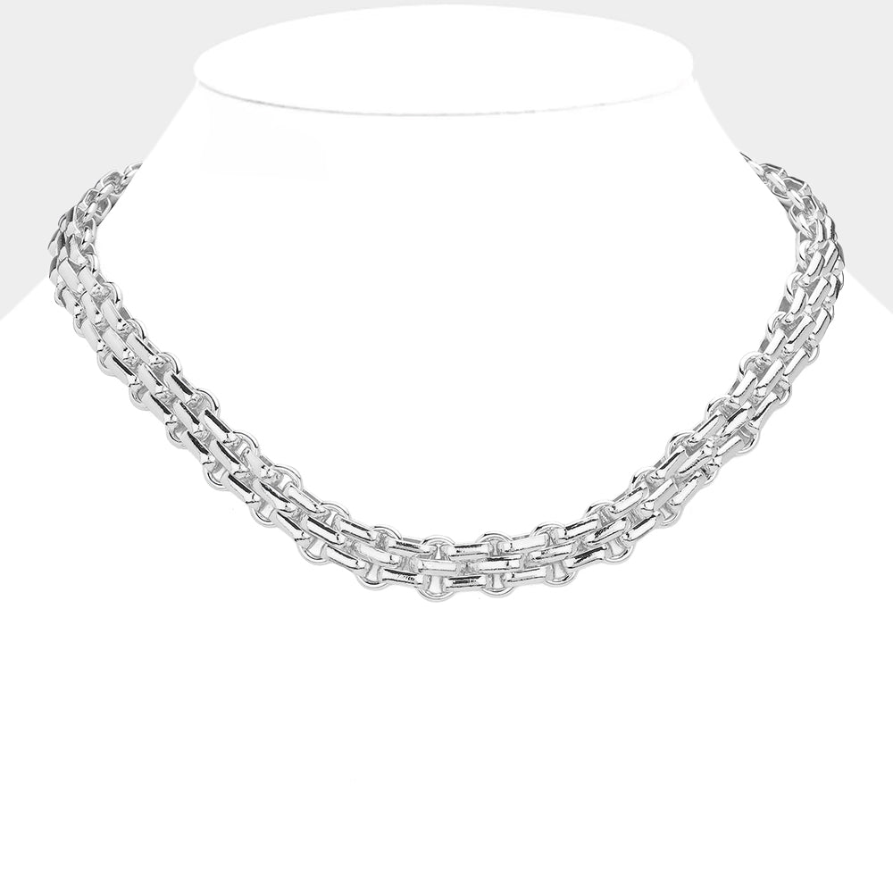 Madeline Love Rhodium Chunky Metal Link Chain Necklace - Necklaces