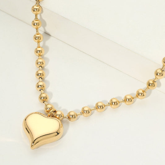 Madeline Love Gold Stainless Steel Heart Charm Beaded Chain Necklace