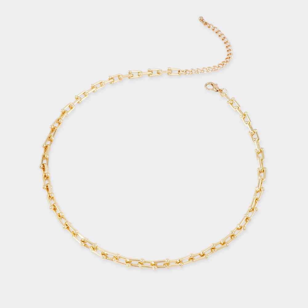 Madeline Love Gold Gold Dipped Slim Beaded Paperclip Chain Necklace