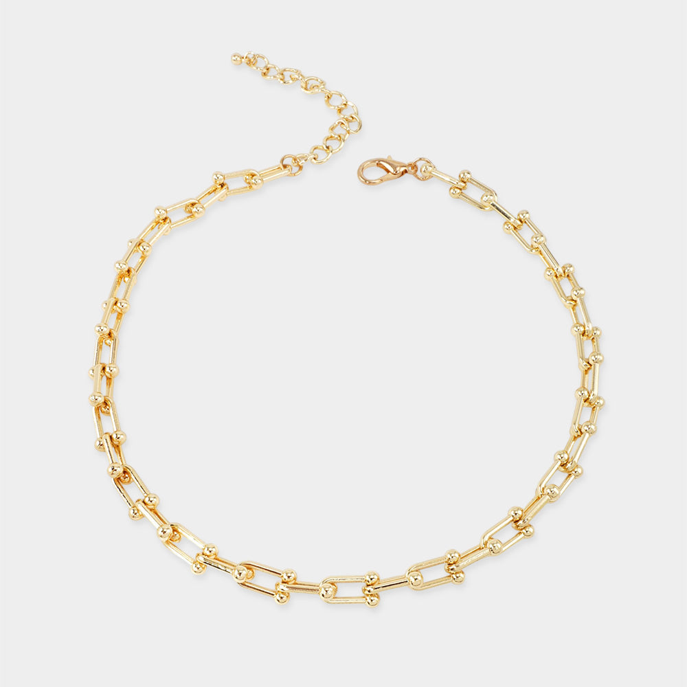 Madeline Love Gold Gold Dipped Bold Beaded Paperclip Chain Necklace