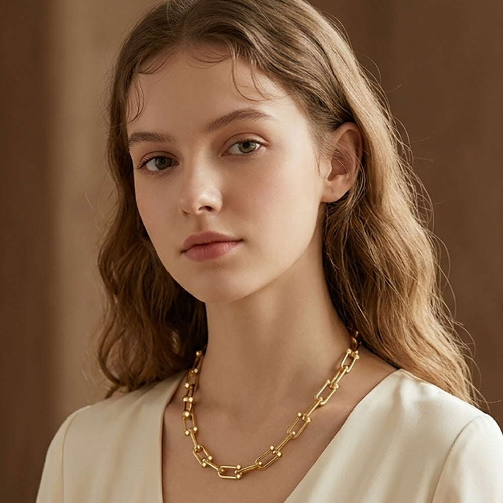 Madeline Love Gold Gold Dipped Bold Beaded Paperclip Chain Necklace