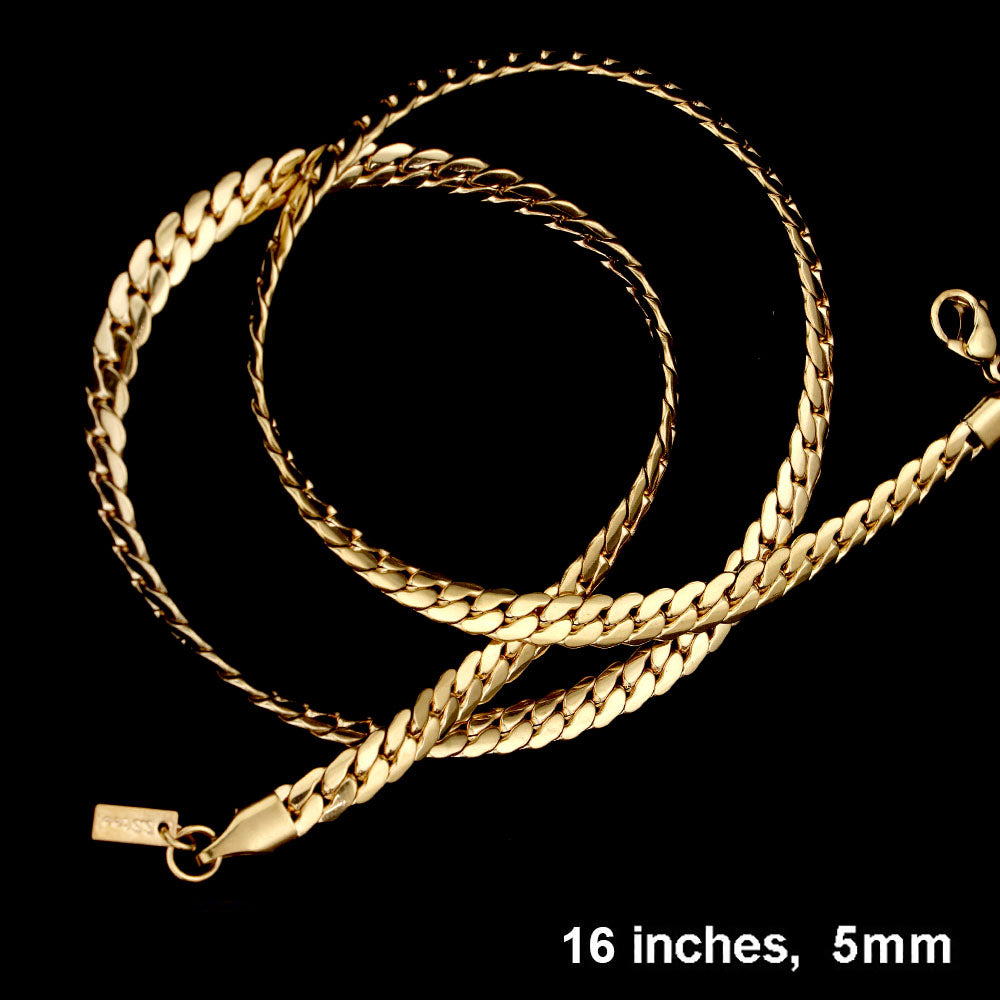Madeline Love Gold 16 INCH, 5mm Stainless Steel Metal Chain Necklace - Necklaces