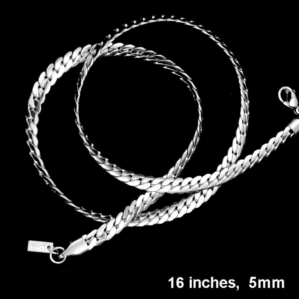 Madeline Love Rhodium 16 INCH, 5mm Stainless Steel Metal Chain Necklace - Necklaces