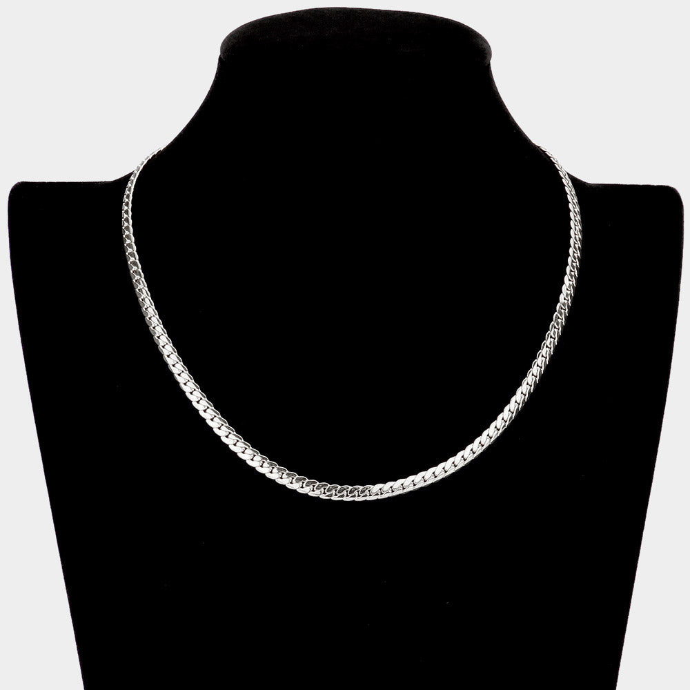 Madeline Love Rhodium 16 INCH, 5mm Stainless Steel Metal Chain Necklace - Necklaces - desc