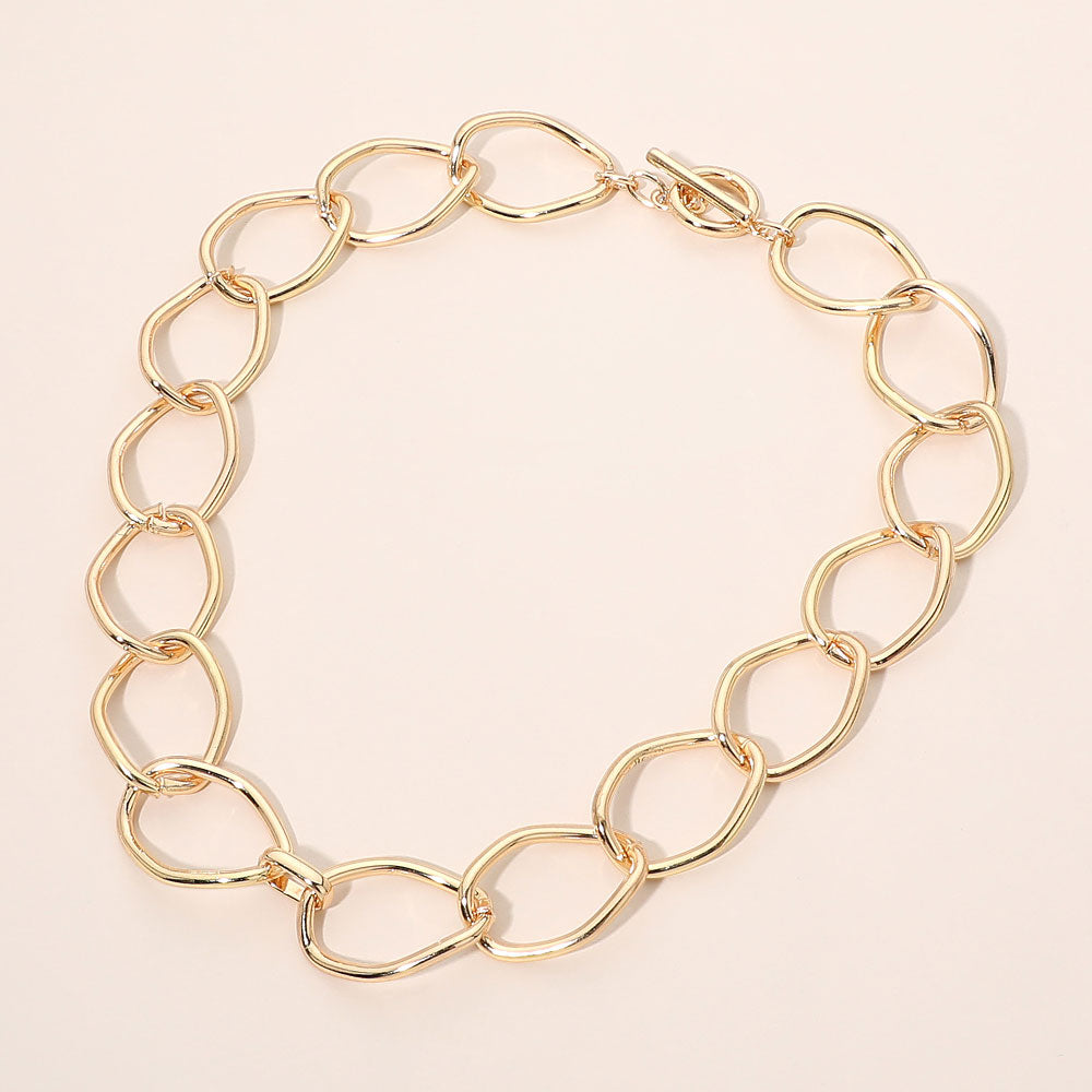 Madeline Love Gold Oversized Organic Link Chain Toggle Necklace