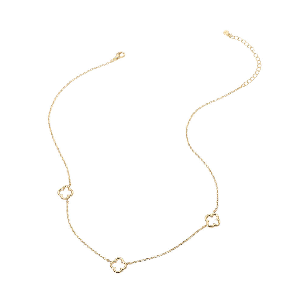 Madeline Love Gold SECRET BOX_Genuine Gold Dipped Open Quatrefoil Station Necklace - Necklaces - extra