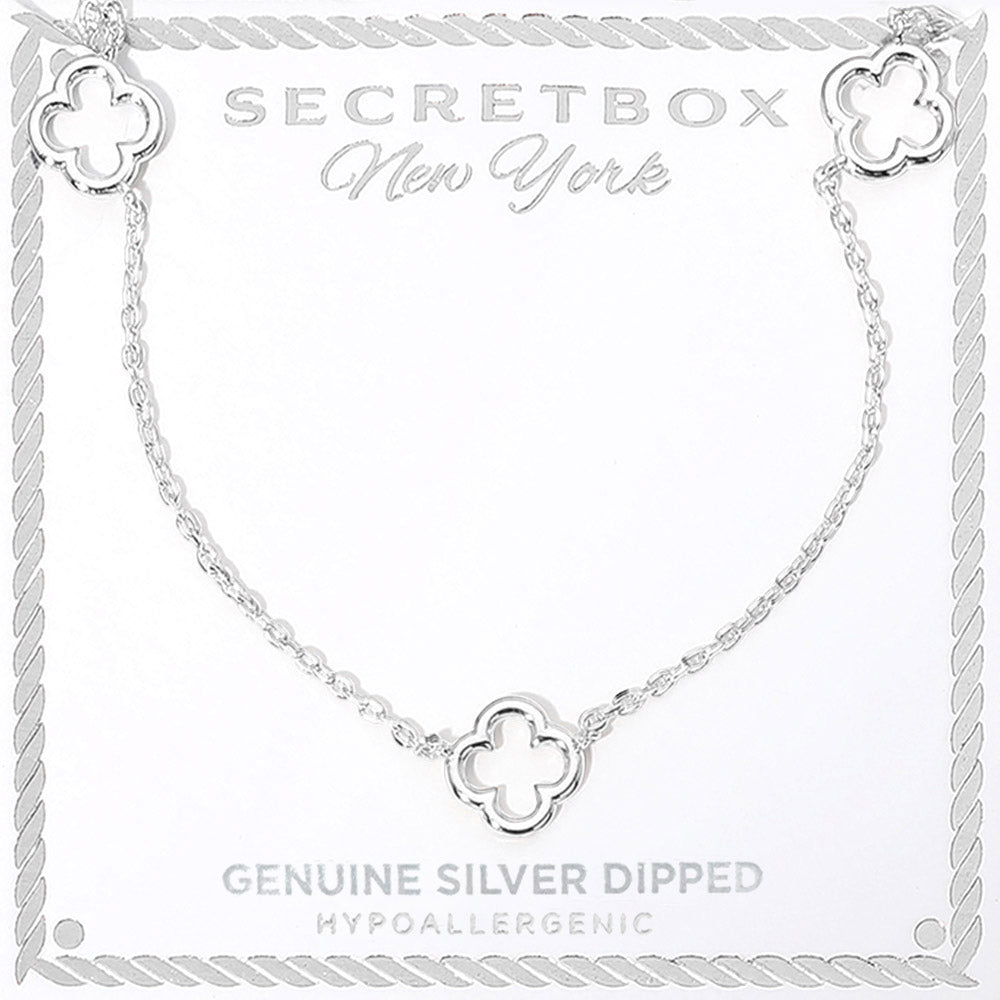 Madeline Love Silver SECRET BOX_Genuine Silver Dipped Open Quatrefoil Station Necklace - Necklaces