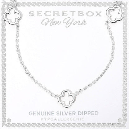 Madeline Love Silver SECRET BOX_Genuine Silver Dipped Open Quatrefoil Station Necklace - Necklaces