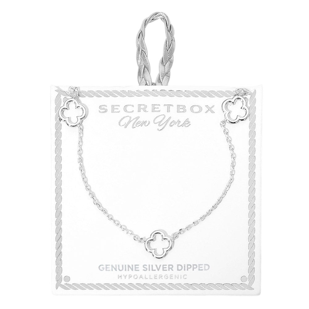 Madeline Love Silver SECRET BOX_Genuine Silver Dipped Open Quatrefoil Station Necklace - Necklaces - desc
