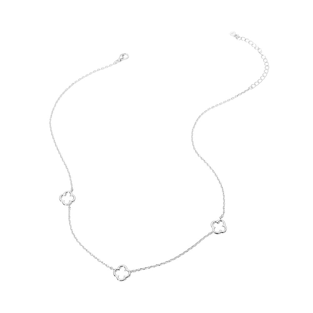 Madeline Love Silver SECRET BOX_Genuine Silver Dipped Open Quatrefoil Station Necklace - Necklaces - extra