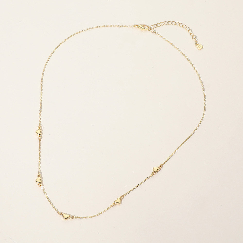 Madeline Love Gold SECRET BOX_14K Gold Dipped Heart Charm Station Necklace - Necklaces - extra