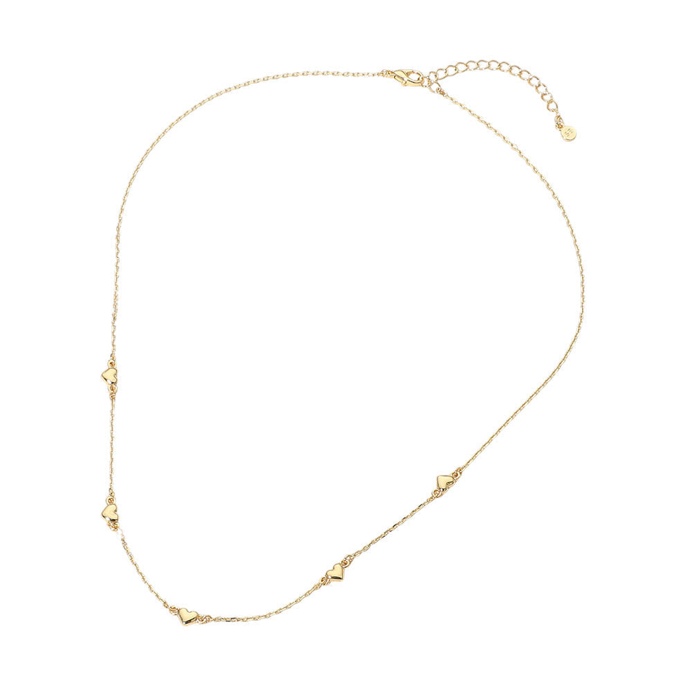 Madeline Love Gold SECRET BOX_14K Gold Dipped Heart Charm Station Necklace - Necklaces - extra