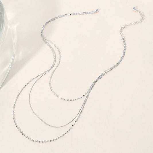Madeline Love Rhodium Secret Box_Triple Layered Metal Necklace - Necklaces