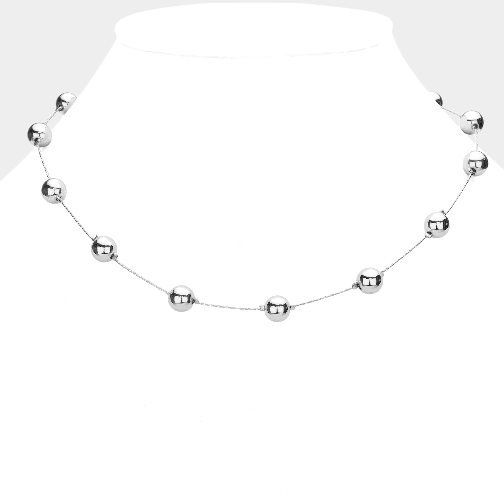 Madeline Love Rhodium Metal Ball Station Necklace - Necklaces