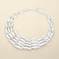 Madeline Love Silver Bold Geometric Metal Bar Link Layered Necklace - Necklaces