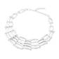 Madeline Love Silver Bold Geometric Metal Bar Link Layered Necklace - Necklaces - desc