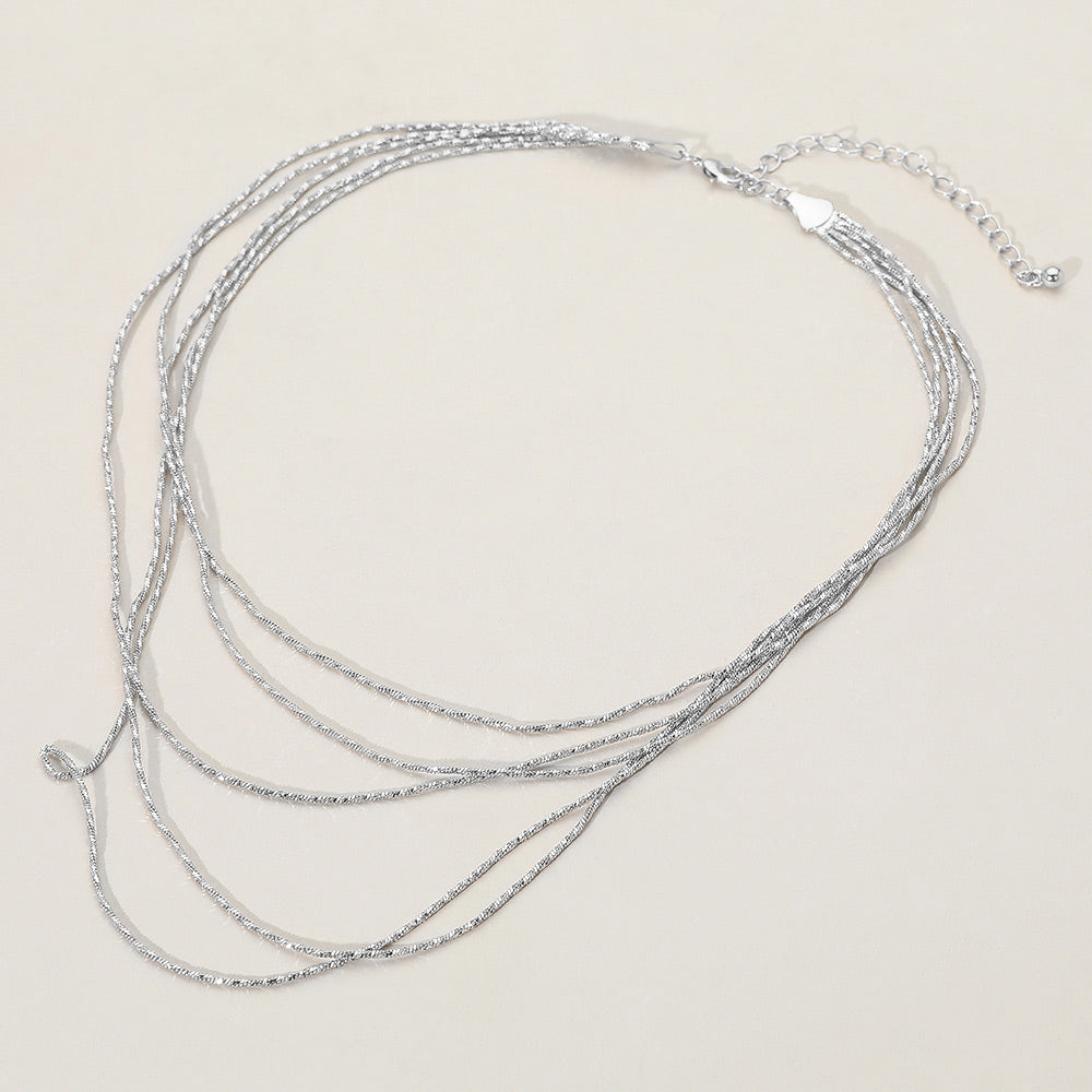 Madeline Love Rhodium Multi Layered Brass Chain Necklace