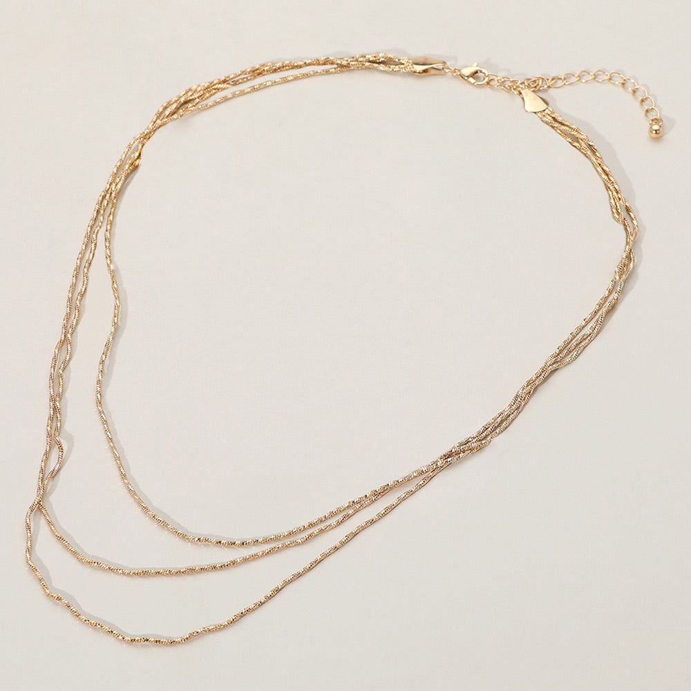 Madeline Love Gold Triple Layered Brass Chain Necklace
