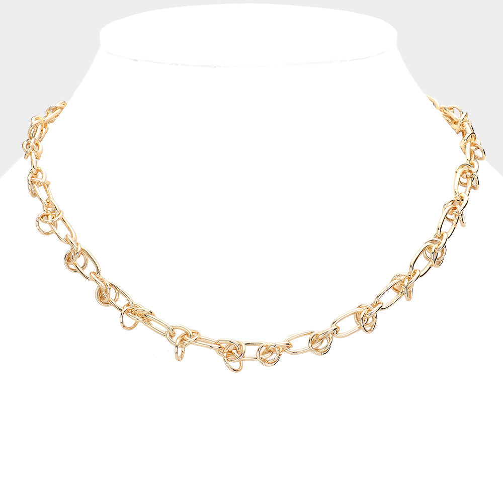 Madeline Love Gold SECRET BOX_Brass Abstract Chain Necklace - Necklaces