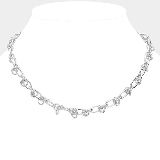 Madeline Love Rhodium SECRET BOX_Brass Abstract Chain Necklace - Necklaces