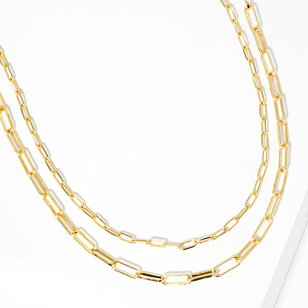 Madeline Love Gold Gold Dipped Double Layered Paperclip Chain Necklace