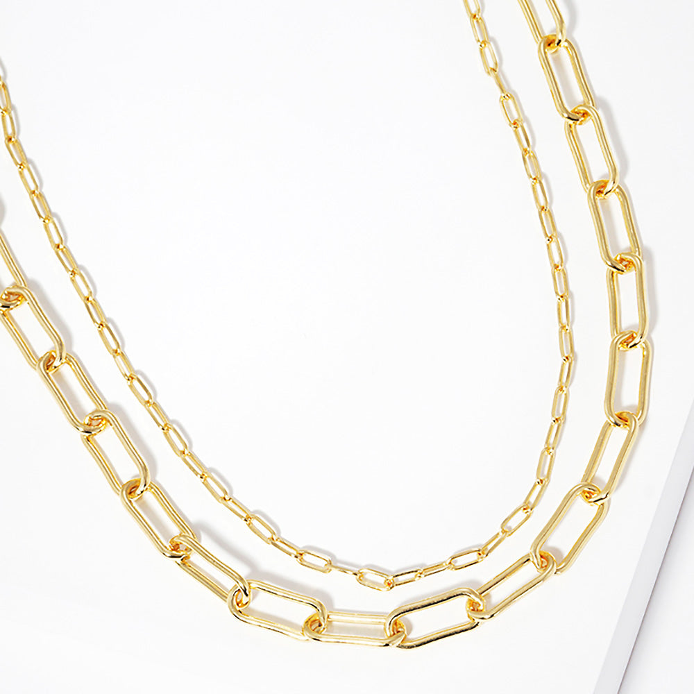 Madeline Love Gold Gold Dipped Brass Metal Double Paperclip Chain Necklace