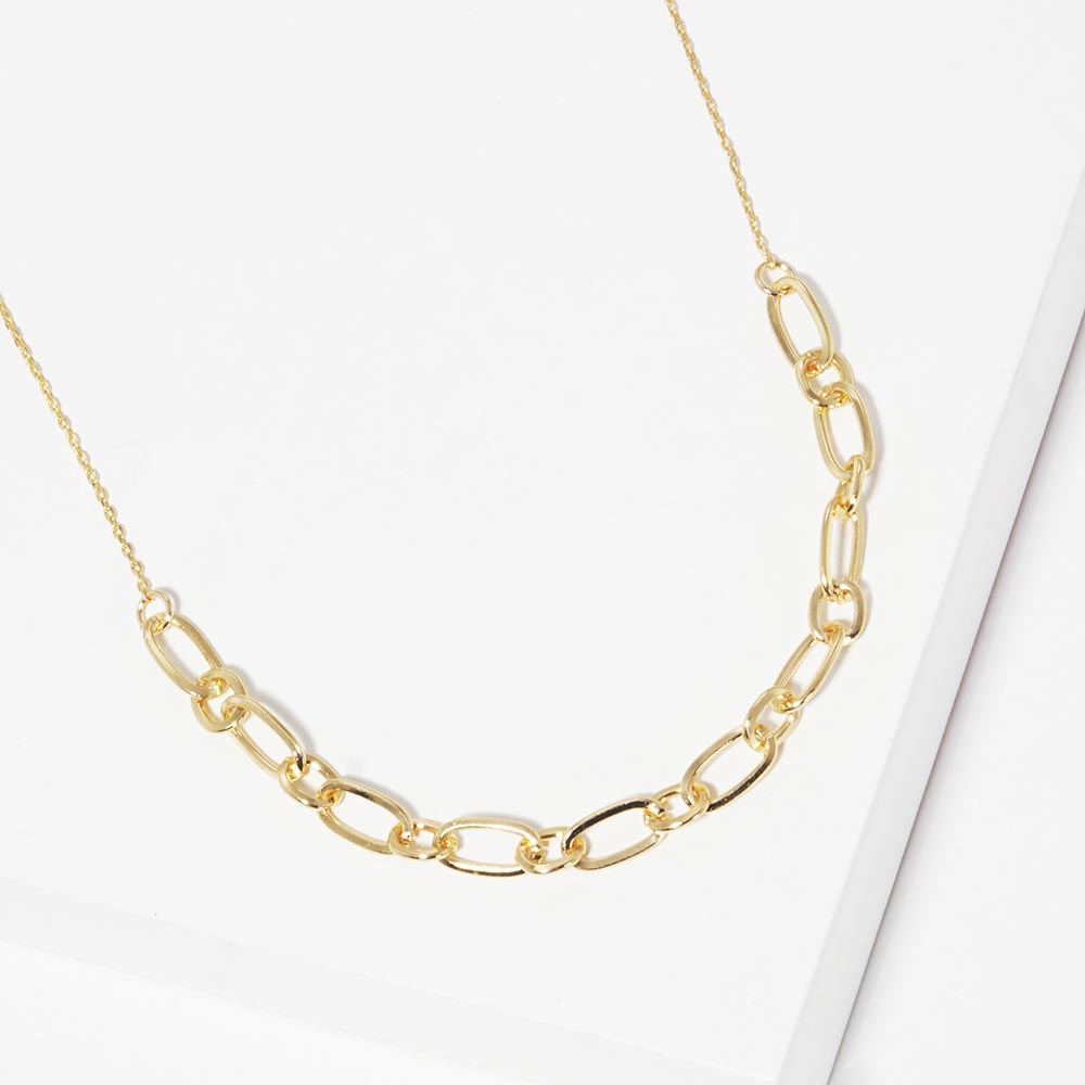 Madeline Love Gold Gold Dipped Open Metal Oval Link Necklace