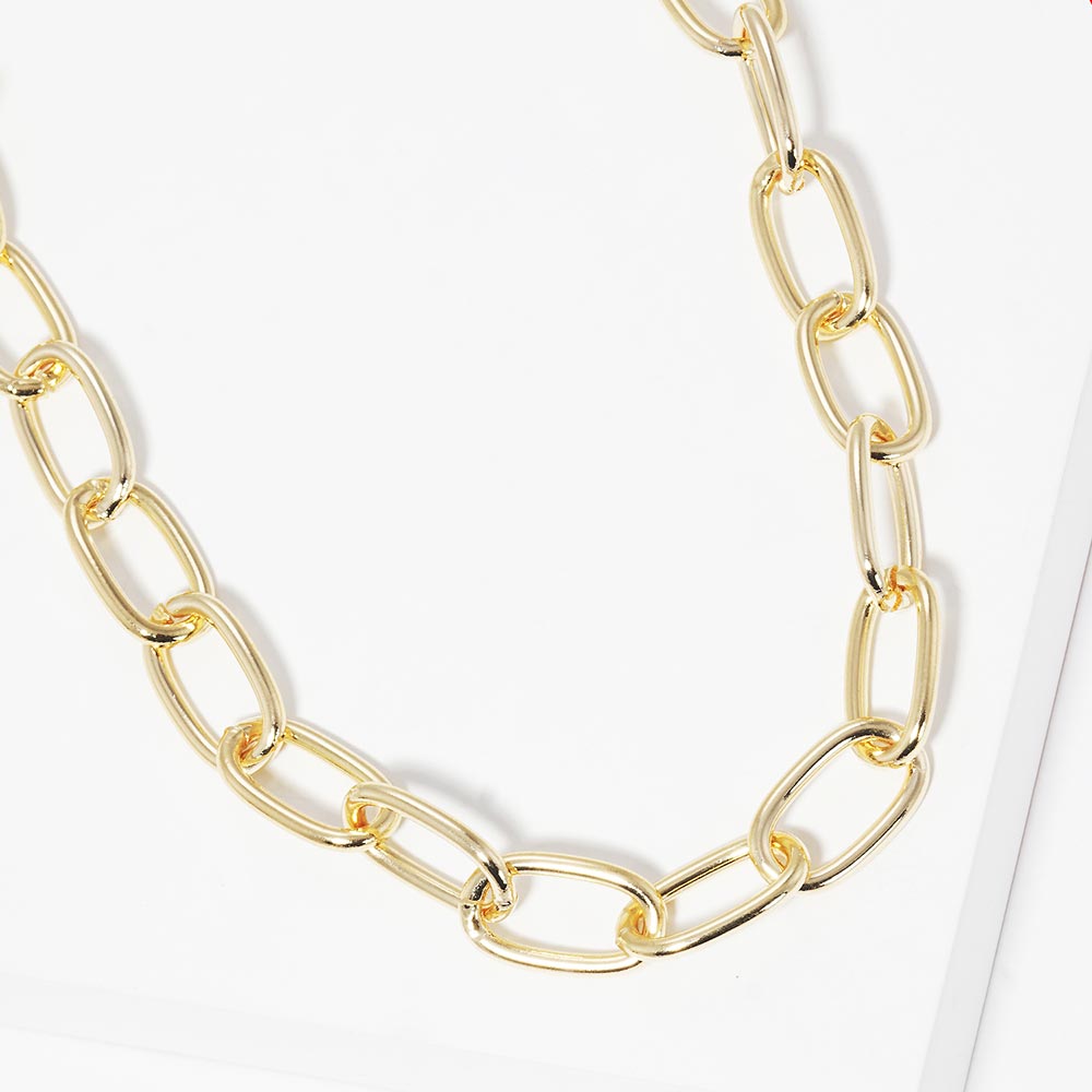 Madeline Love Gold Gold Dipped Open Metal Oval Link Necklace