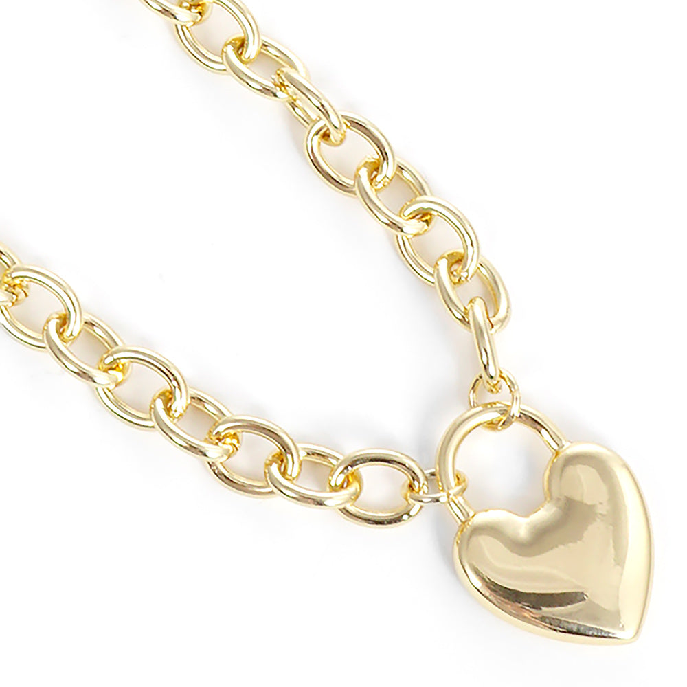 Metal Heart Lock Pendant Necklace