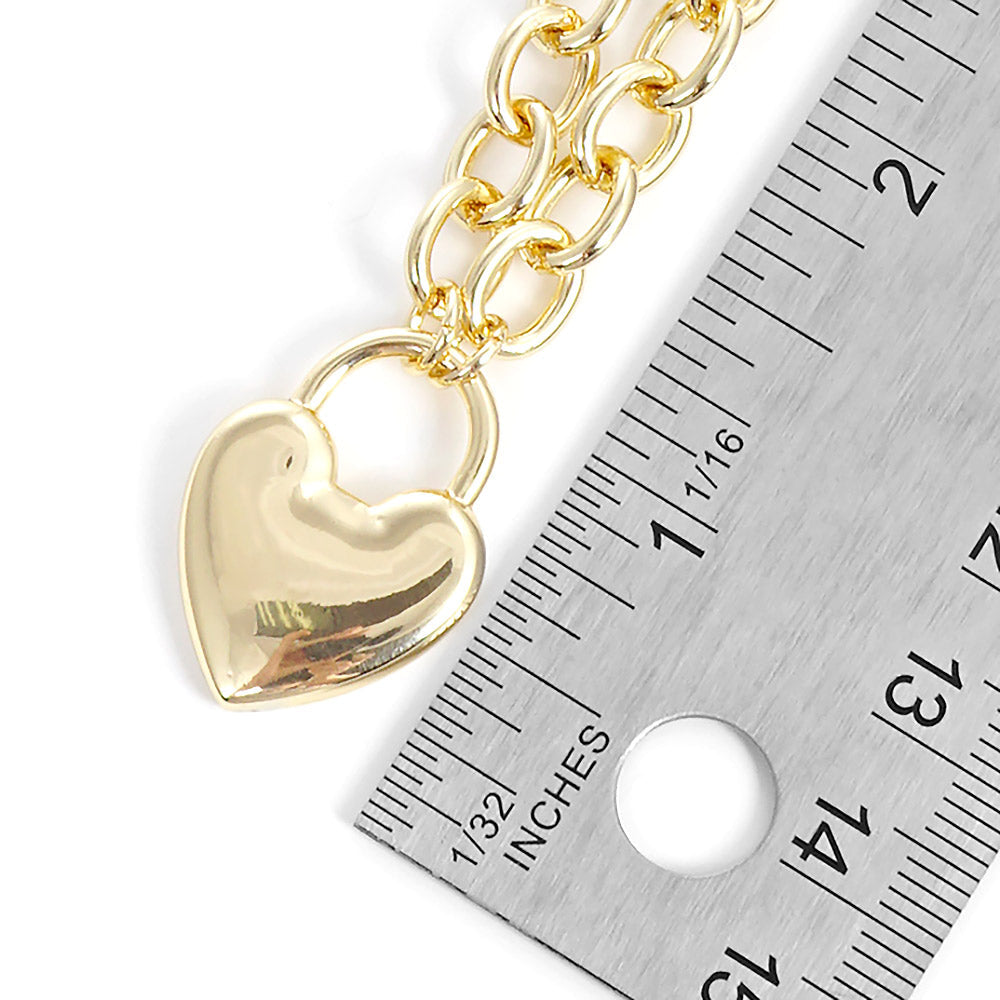 Metal Heart Lock Pendant Necklace - Necklaces
