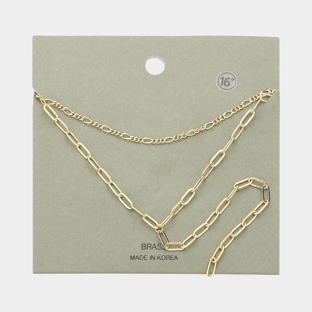 Madeline Love Gold Brass Metal Open Metal Link Double Layered Y Necklace - Necklaces
