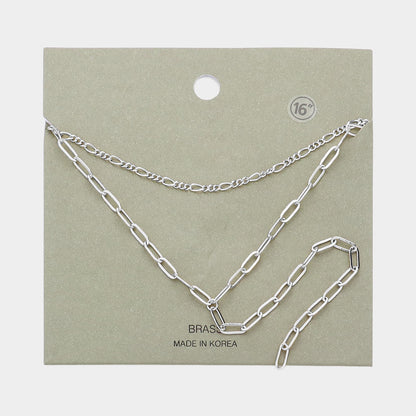 Madeline Love Rhodium Brass Metal Open Metal Link Double Layered Y Necklace - Necklaces