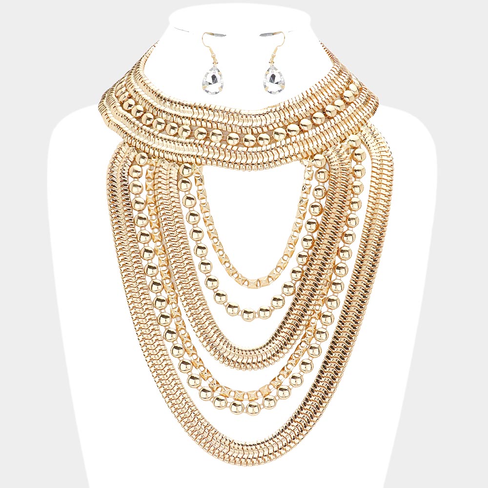 Madeline Love Gold Draped Metal Statement Necklace - Necklaces
