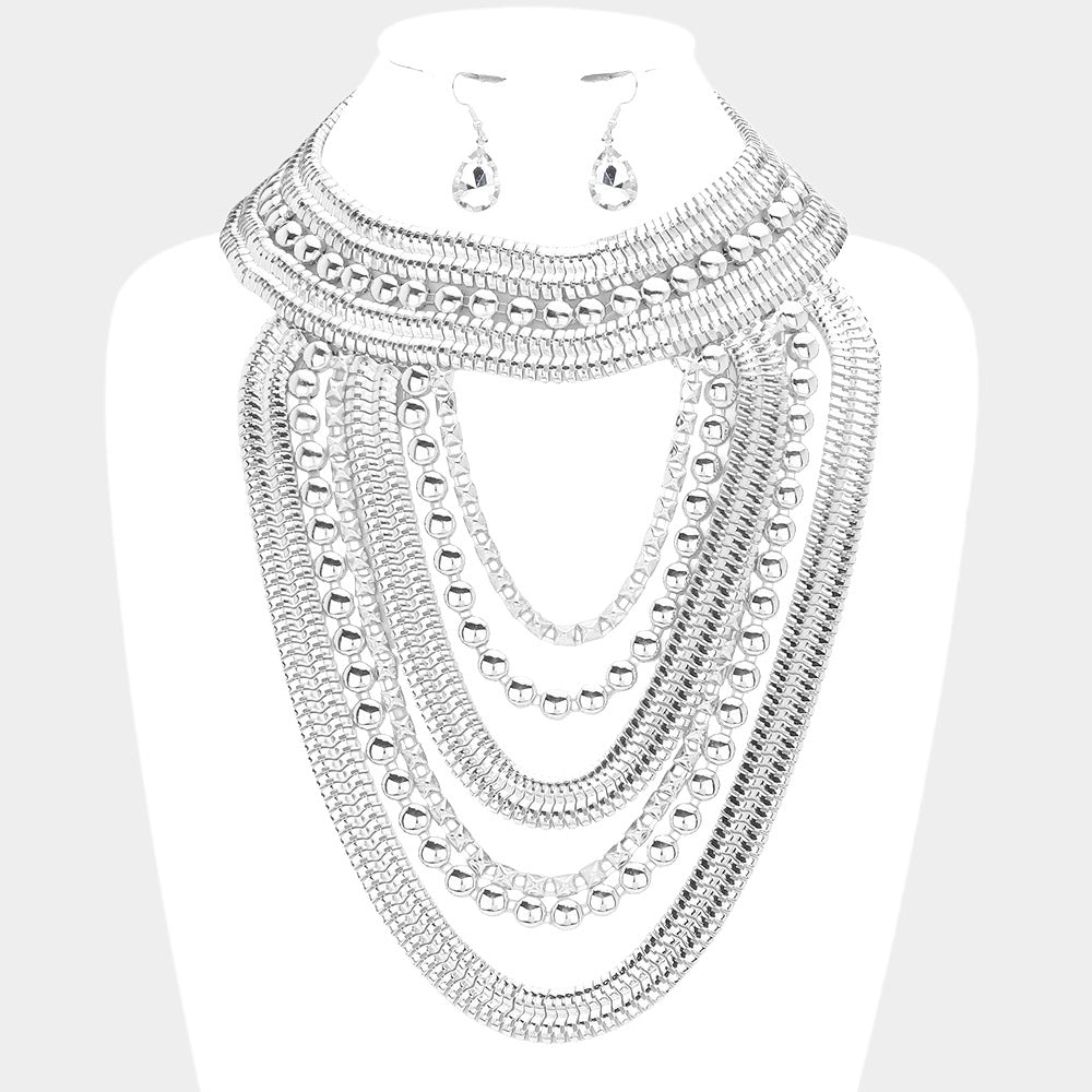 Madeline Love Rhodium Draped Metal Statement Necklace - Necklaces