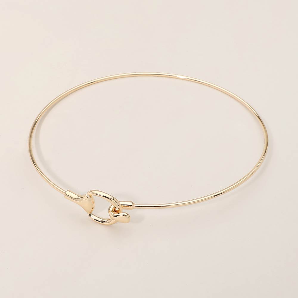 Madeline Love Gold Minimal Metal Hook Choker Necklace - Necklaces