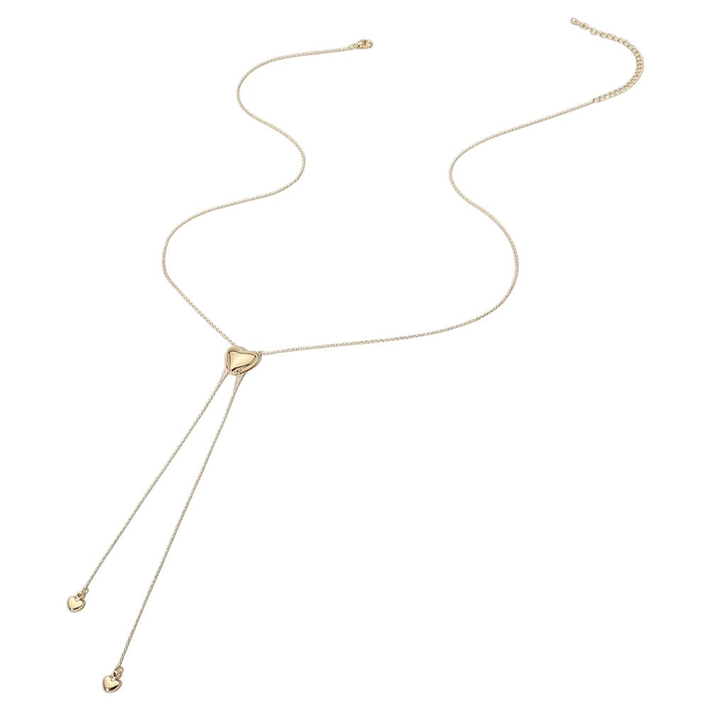 Madeline Love Gold Heart Charm Accent Drop Necklace - Necklaces - desc