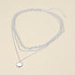 Madeline Love Silver, White Gold White Gold Dipped Polished Round Pendant Accent Mixed Chain Layered Necklace - Necklaces - desc