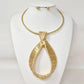 Madeline Love Gold Bold Metal Wire Wrapped Teardrop Pendant Statement Necklace - Necklaces - extra